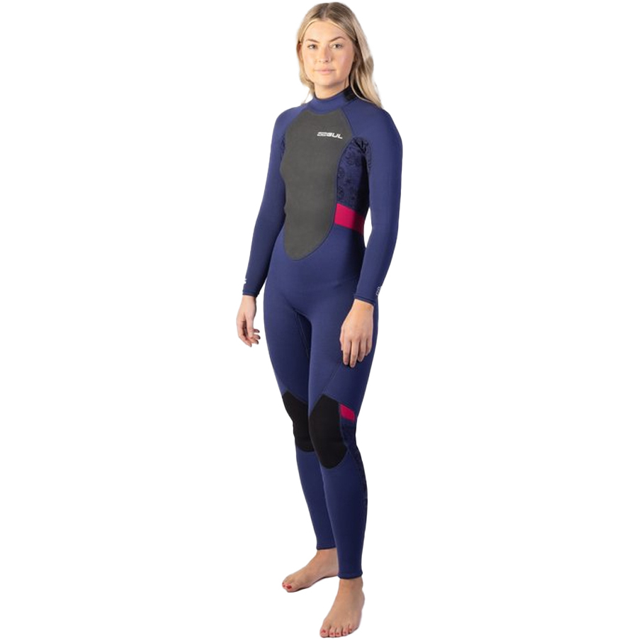 2025 Gul Womens Response 3/2mm Back Zip Wetsuit RE1319-C1 - Navy / Paisley